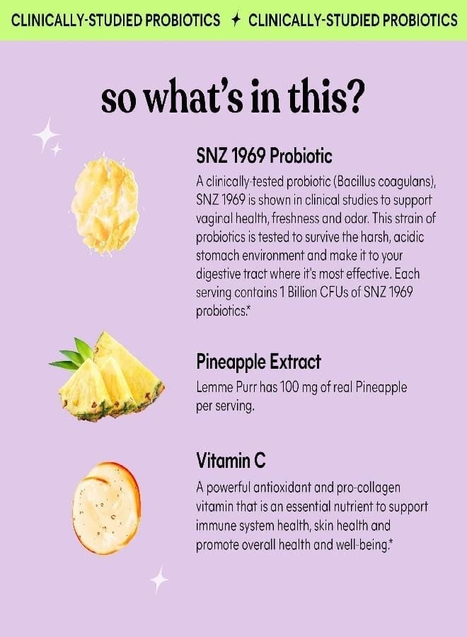 Lemme, Purr, Vaginal Probiotic Gummies, Pineapple, 60 Gummies - Image 3